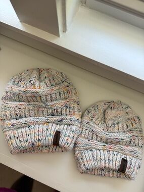 Kids Multicolor Speckled Knit Beanie - White